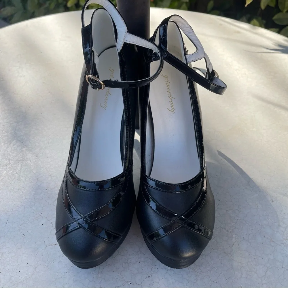 Retro vintage Getmorebeauty Black Ankle Strappy Buckle Dress High Heels